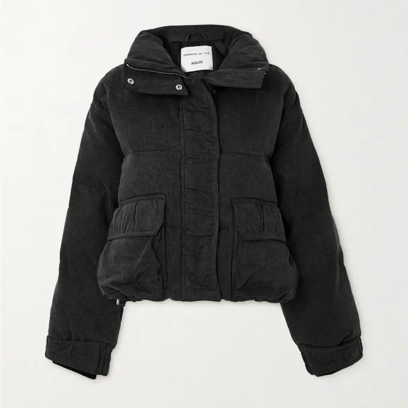 AGOLDE Relaxed 
Nova Denim Puffer In Marbled Blk (washed BIk) Puffer Jacket XS - Picture 2 of 16